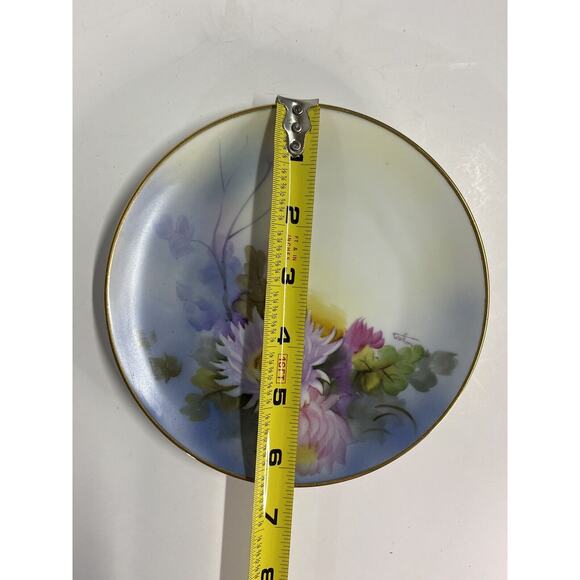 Noritake Hand Painted Porcelain Plate Floral Signed Howzan Chrysanthemums Lotus - Picture 7 of 7